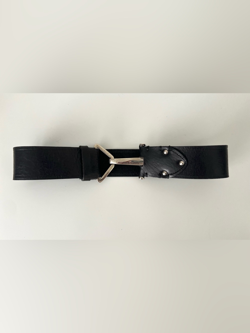 Vince Camuto Black Leather Men's Belt with Silver-Tone Buckle